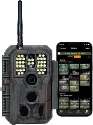 GardePro E8PWF Wi-Fi Trail Camera 48MP 1296p, Bluetooth, 8000mAh Rechargeable Battery, Color Night Vision with White Flash, Fast 0.1s Motion Activated，Deer Camera