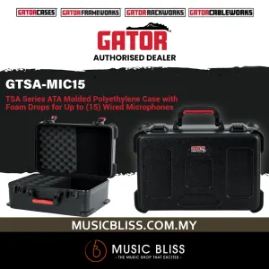 Gator Cases GTSA-MIC15 ATA Molded Polyethylene Case for 15 Wired Microphones