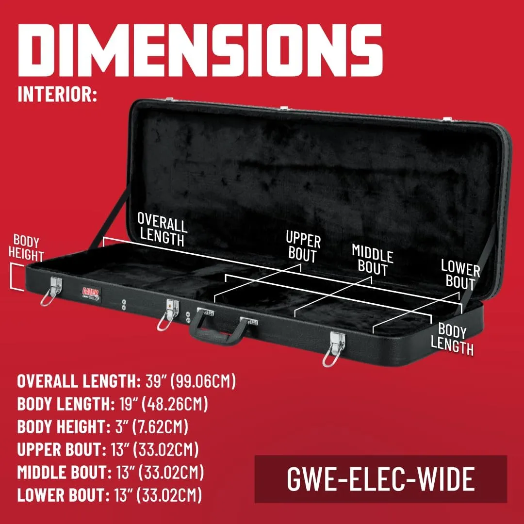 Gator Cases Hard-Shell Wood Case for Wide Body Electric Guitars; Fits PRS Style Guitars and More (GWE-ELEC-WIDE)