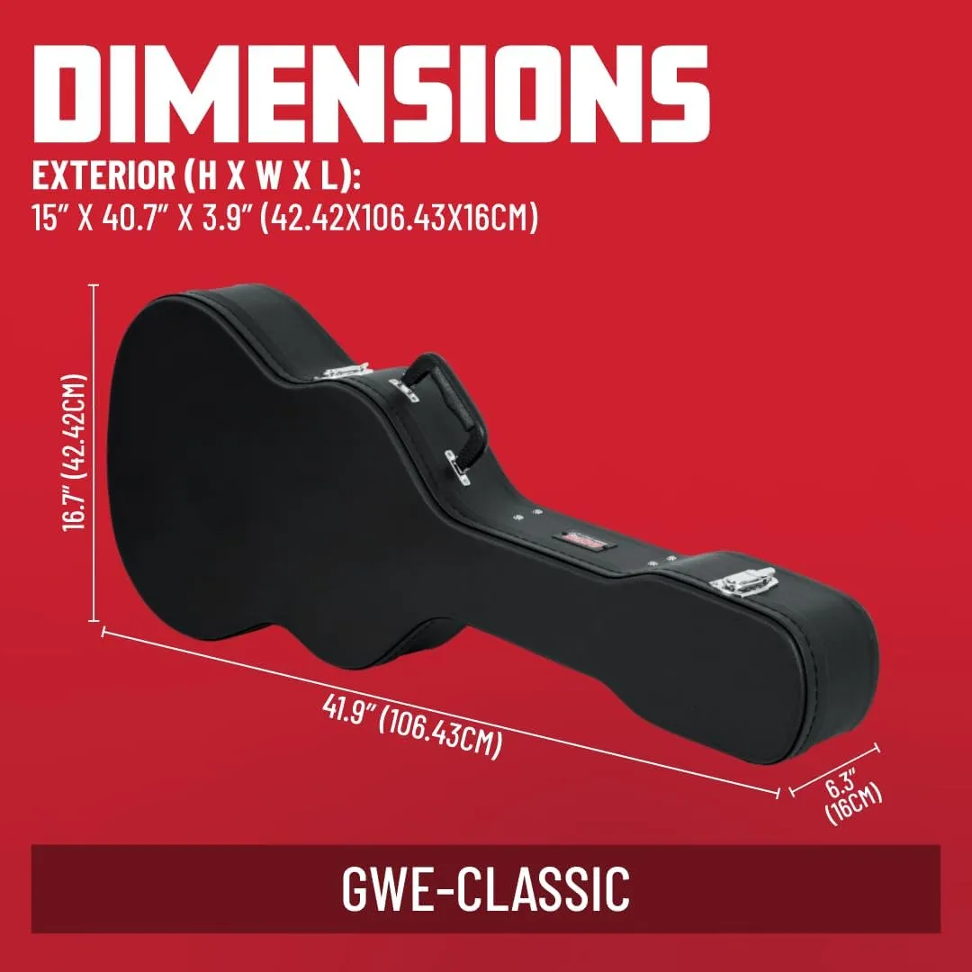 Gator Cases Traditonal Series Hard-Shell Wood Case for Classical Style Acoustic Guitars, (GWE-CLASSIC)