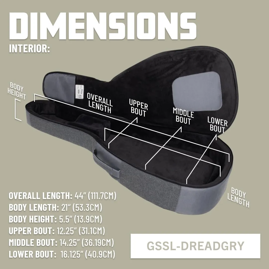 Gator Someone Somewhere Lux Series Dreadnought Gig Bag - Gray