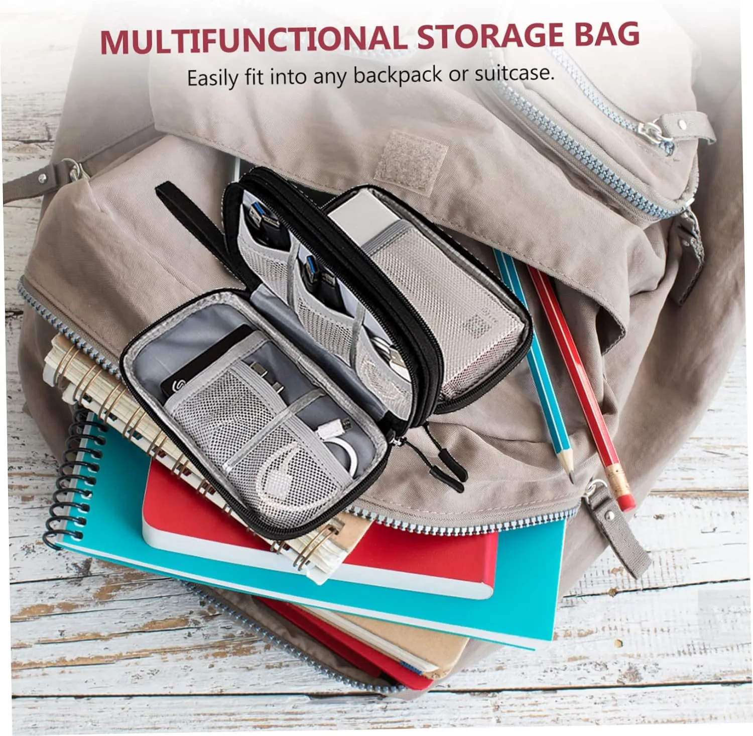 Gatuida 3 Pcs Data Cables Pouch Earphone Storage Bag Portable Power Bank Bag Usb Cable Carrier Small Organizing Pouch