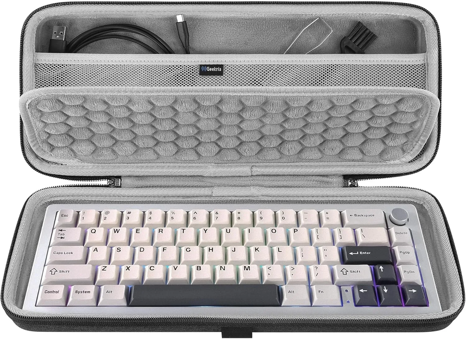 Geekria 65% Compact Keyboard Case, Hard Shell Travel Carrying Bag for 68 Keys Compact Keyboard, Compatible with Keychron K6/ K6 Pro/Keychron Q2 Pro/ Q2 Max, HyperX Alloy Origins 65 Keyboard