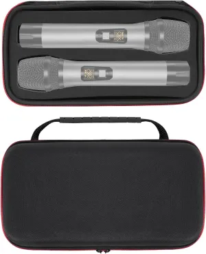 Geekria for Creators Dual Microphones Case Compatible with Bietrun SY-WXM-2, WXM02, WXM19, WXM31, Shure BLX2/PG58, Hard Shell Mic Carrying Case, Travel Protective Bag with Cable Storage (Black)