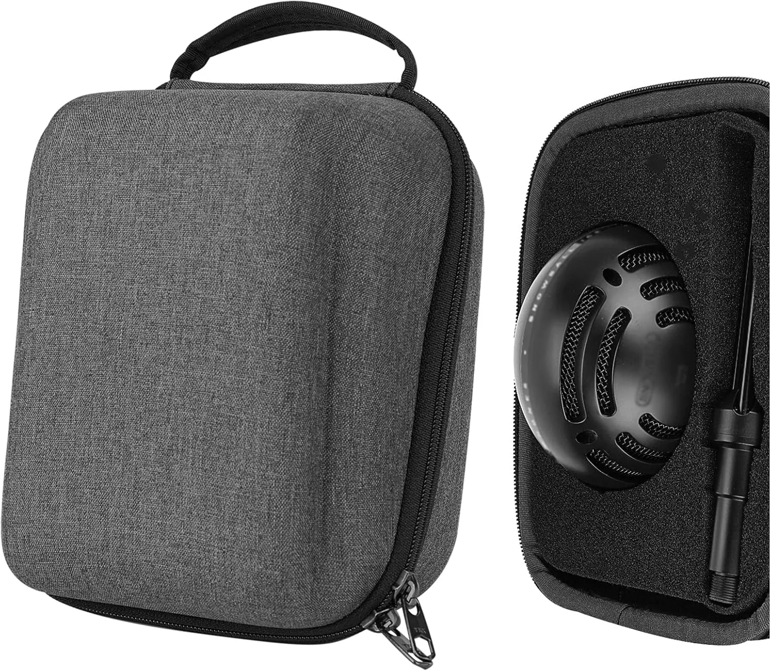 Geekria for Creators Microphone Case Compatible with Blue Snowball Ice Hard Shell Mic Carrying Case, Travel Protective Bag with Cable Storage (Grey)