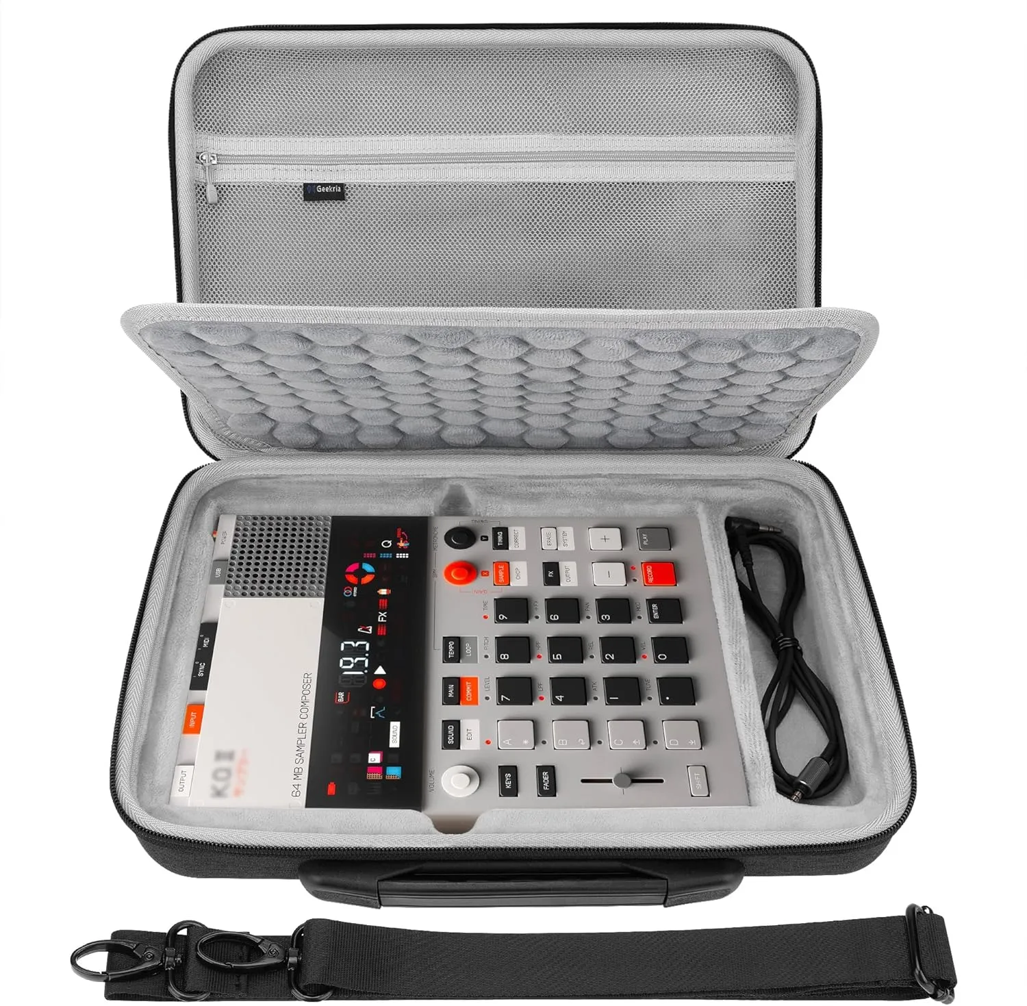 Geekria Hard Shell Travel Carrying Case, Drum Machine Bag Compatible with Teenage Engineering EP-133 K.O. II, EP-1320 Medieval Sampler (Dark Gray)