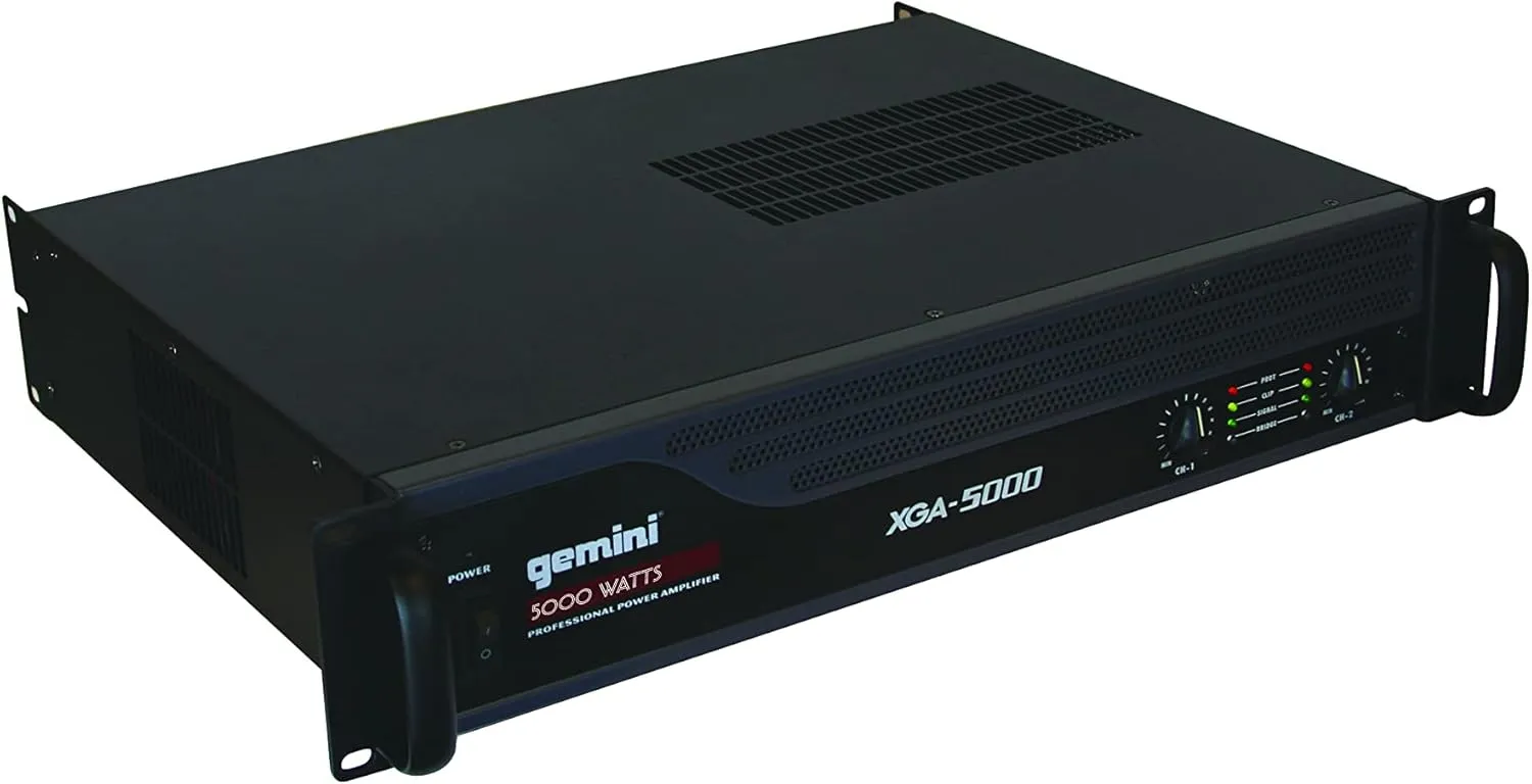 Gemini Professional 5000W 2-Channel Power Amplifier – High-Powered DJ & PA Audio Amp with XLR/RCA Inputs, Bridge Mode, Built-in Protection & Cooling for Live Sound & Installations