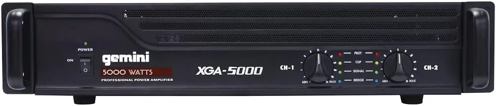 Gemini Professional 5000W 2-Channel Power Amplifier – High-Powered DJ & PA Audio Amp with XLR/RCA Inputs, Bridge Mode, Built-in Protection & Cooling for Live Sound & Installations