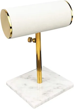 Gerrit Velvet Marble Plinth Jewelry Display Stand Bracelet Watch Holder Organizer, White
