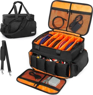 Gig Band Cable File Bag With Adjustable Dividers Dj Gig Bag for Cables, Cords,DJ Gear,Sound Instrument and Accessories 16L x 11W x 12H inch
