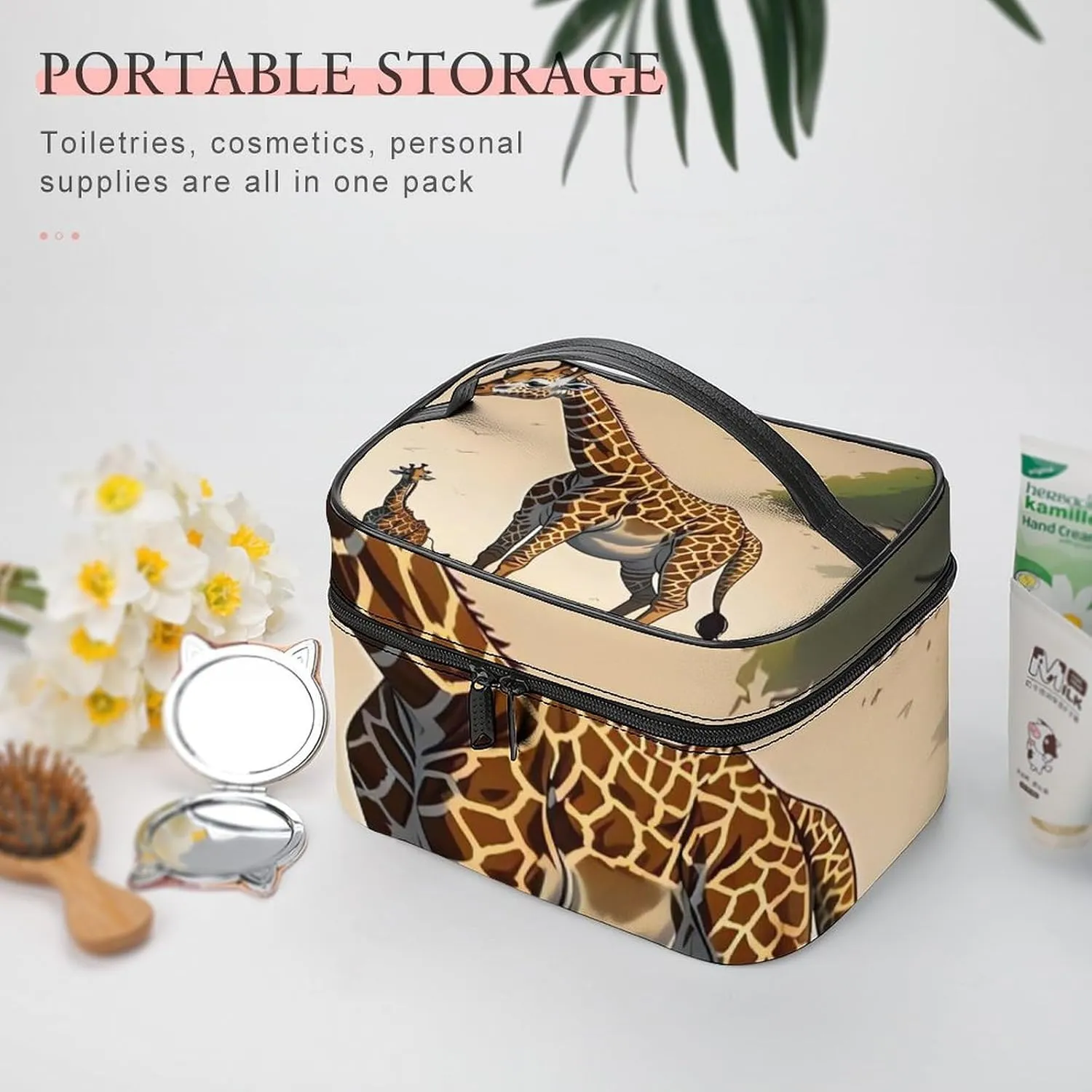 GiraffeTravel Makeup Bag Cosmetic Bags for Women Waterproof Portable Make Up Organizer