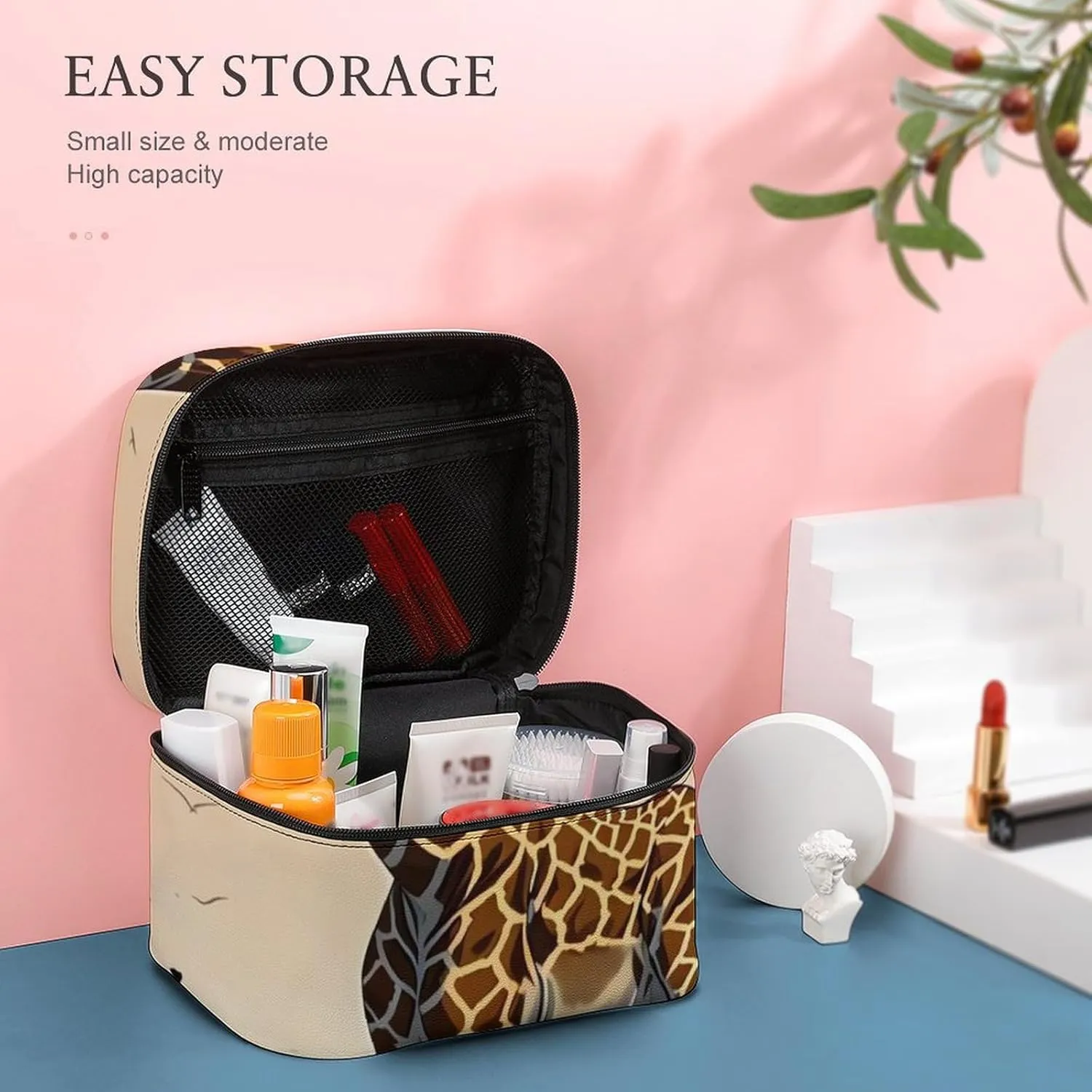 GiraffeTravel Makeup Bag Cosmetic Bags for Women Waterproof Portable Make Up Organizer
