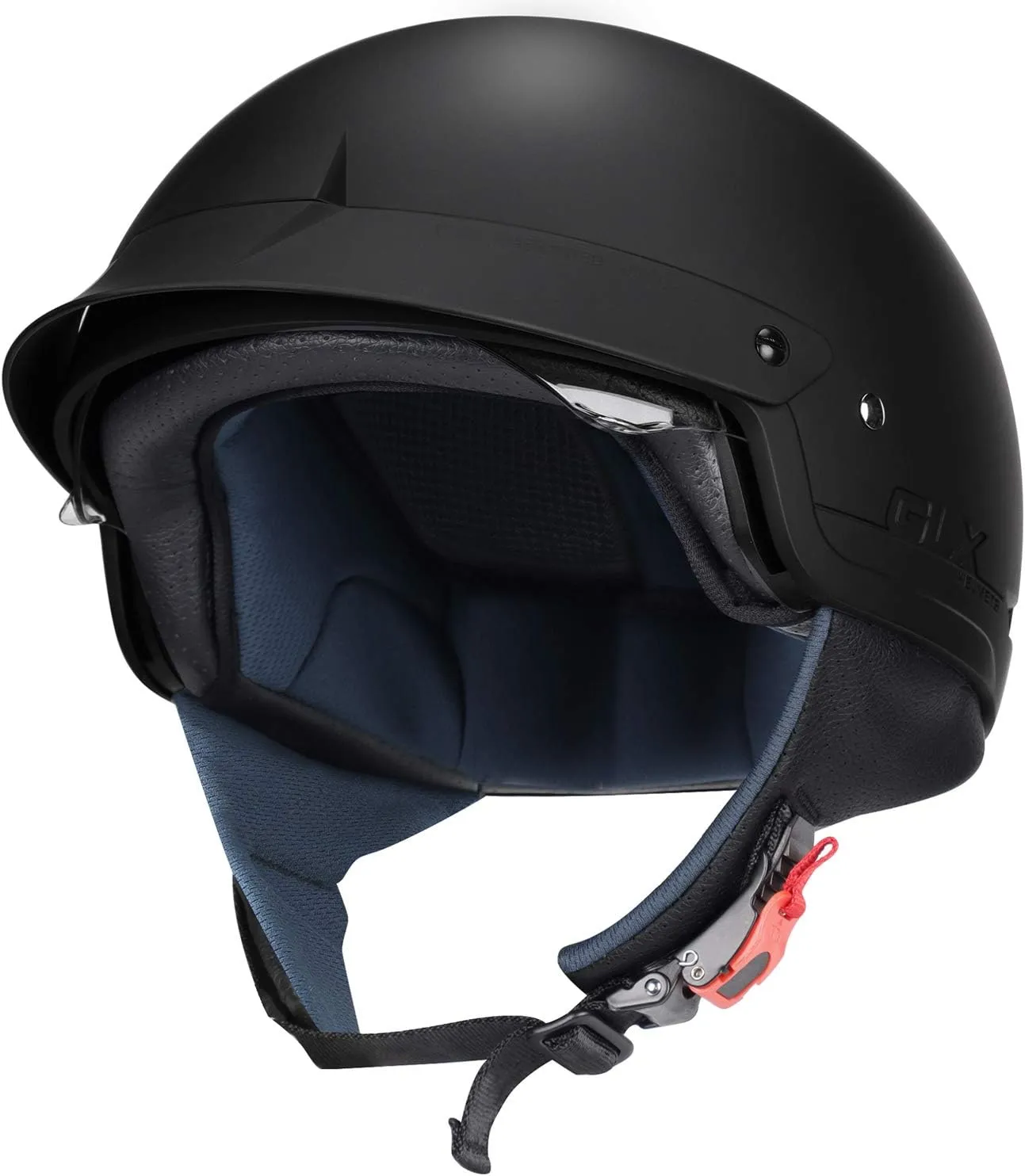 GLX M14 Open Face Motorcycle Helmet - Matte Black, Large - DOT Approved