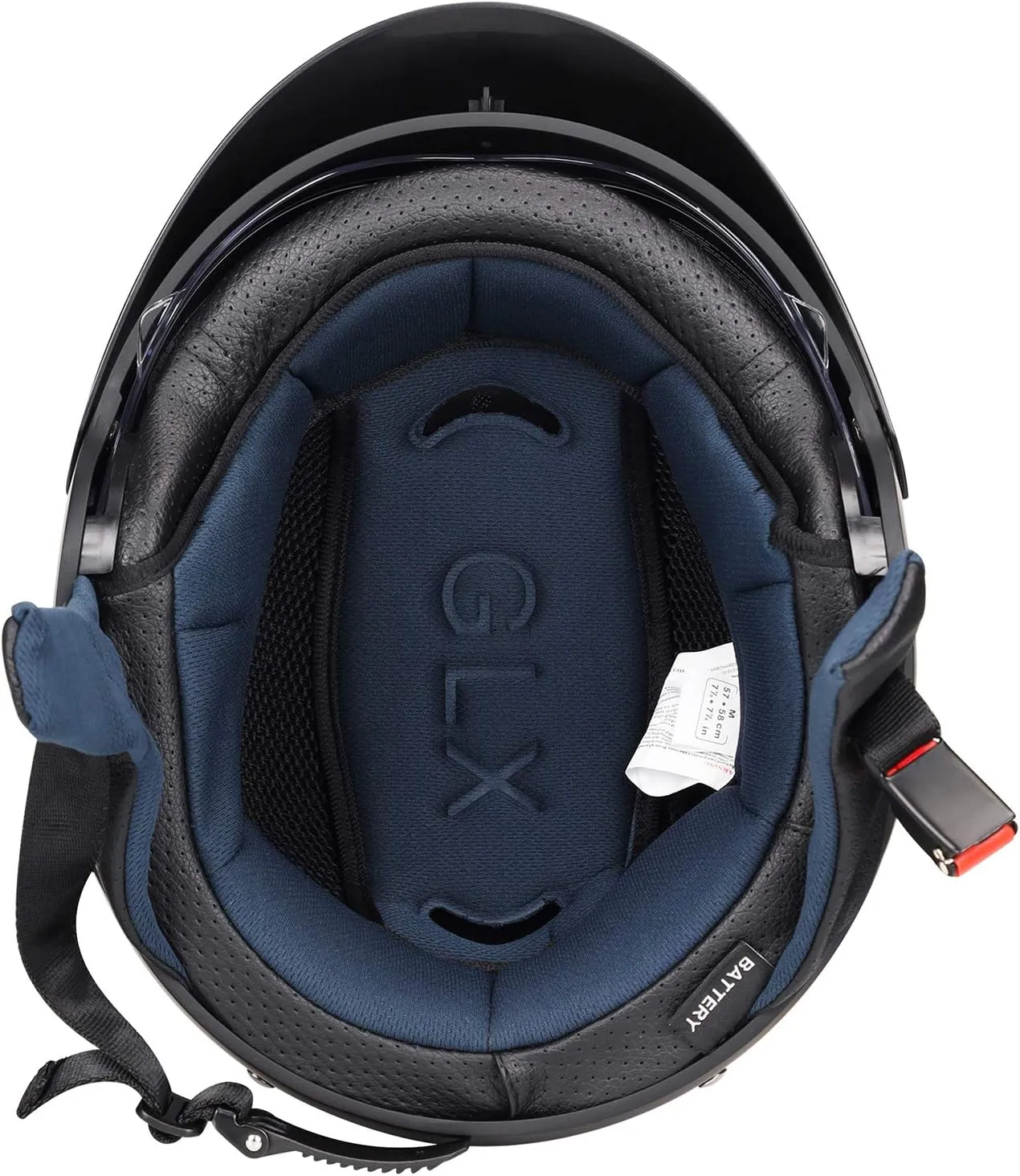 GLX M14 Open Face Motorcycle Helmet - Matte Black, Large - DOT Approved