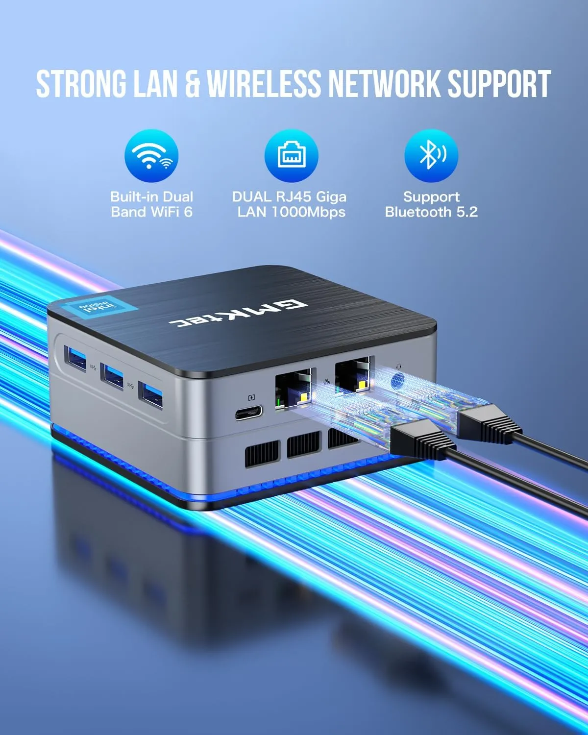 GMKtec Mini PC Intel N150(Turbo 3.6GHz) 12GB DDR5 256GB SSD Dual LAN, Desktop Mini Computer 4K Triple Display, WiFi6, BT5.2, Energy Efficient