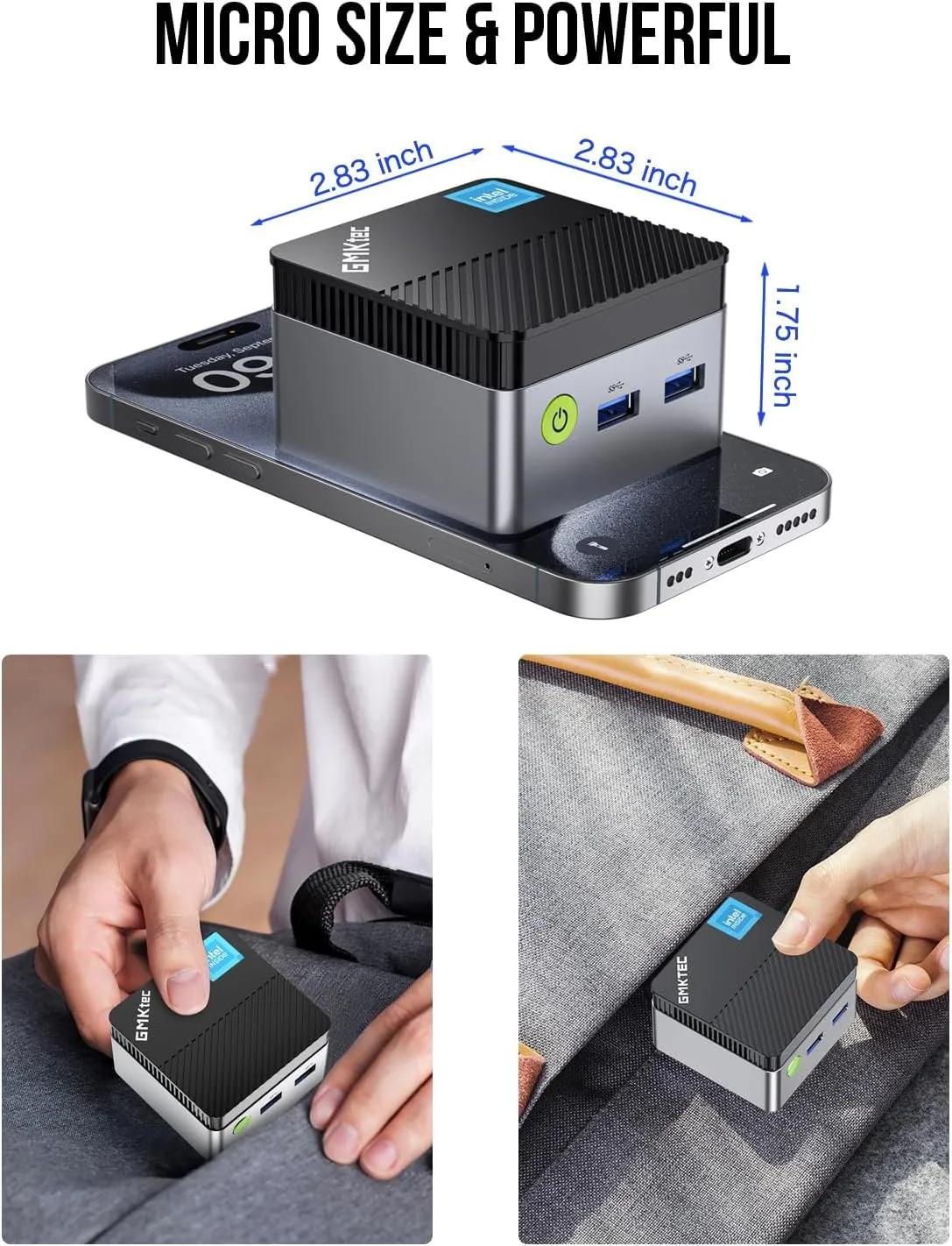 GMKtec Mini PC N97 Preinstalled Windows 11 Pro, G5 Micro Desktop Computer, 12th Gen Intel Alder Lake N97 (up to 3.60GHz) 12GB DDR5 256GB Hard Drive for Business, School, Office