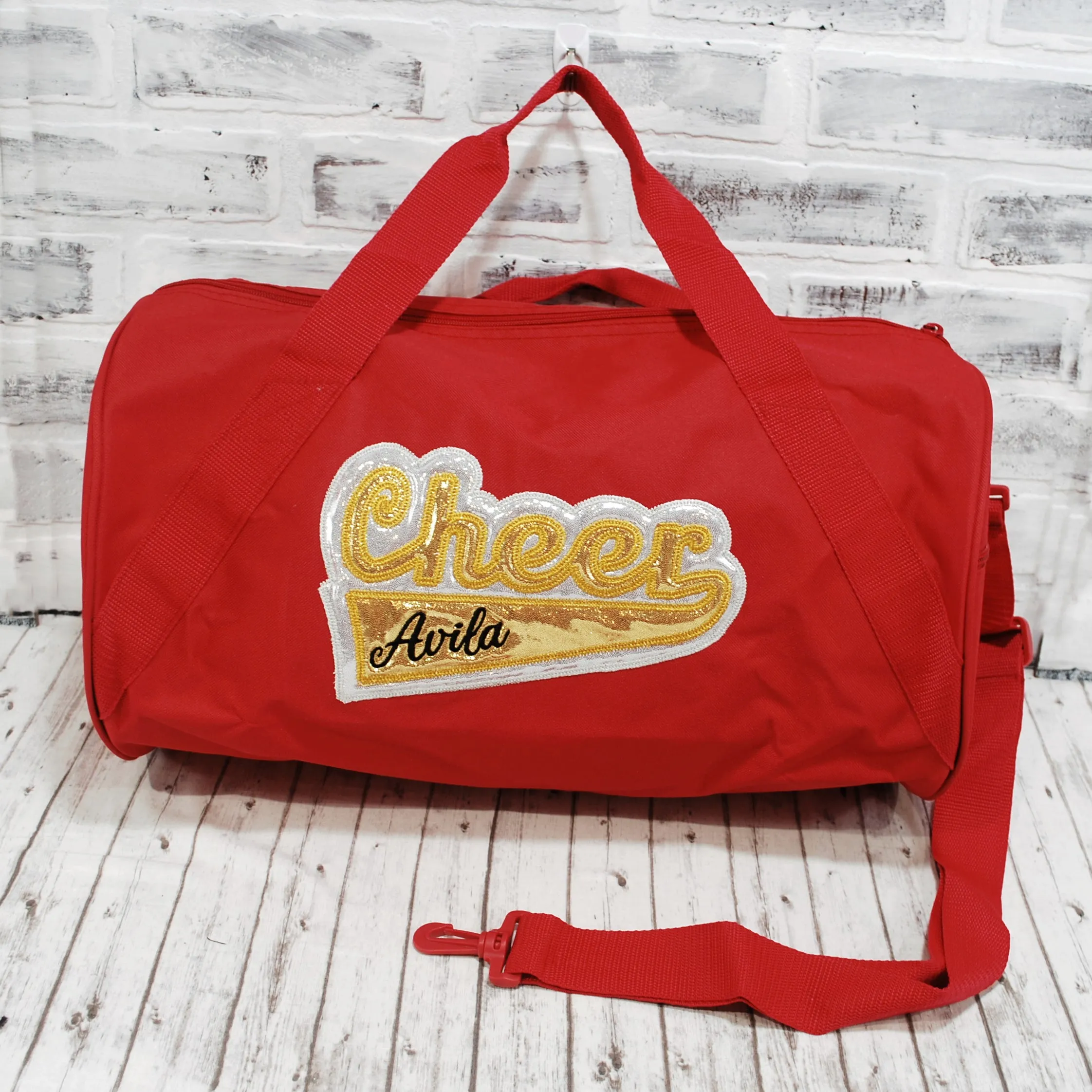 Gold and Silver Shimmer Personalized Cheer Tote or Duffle Bag