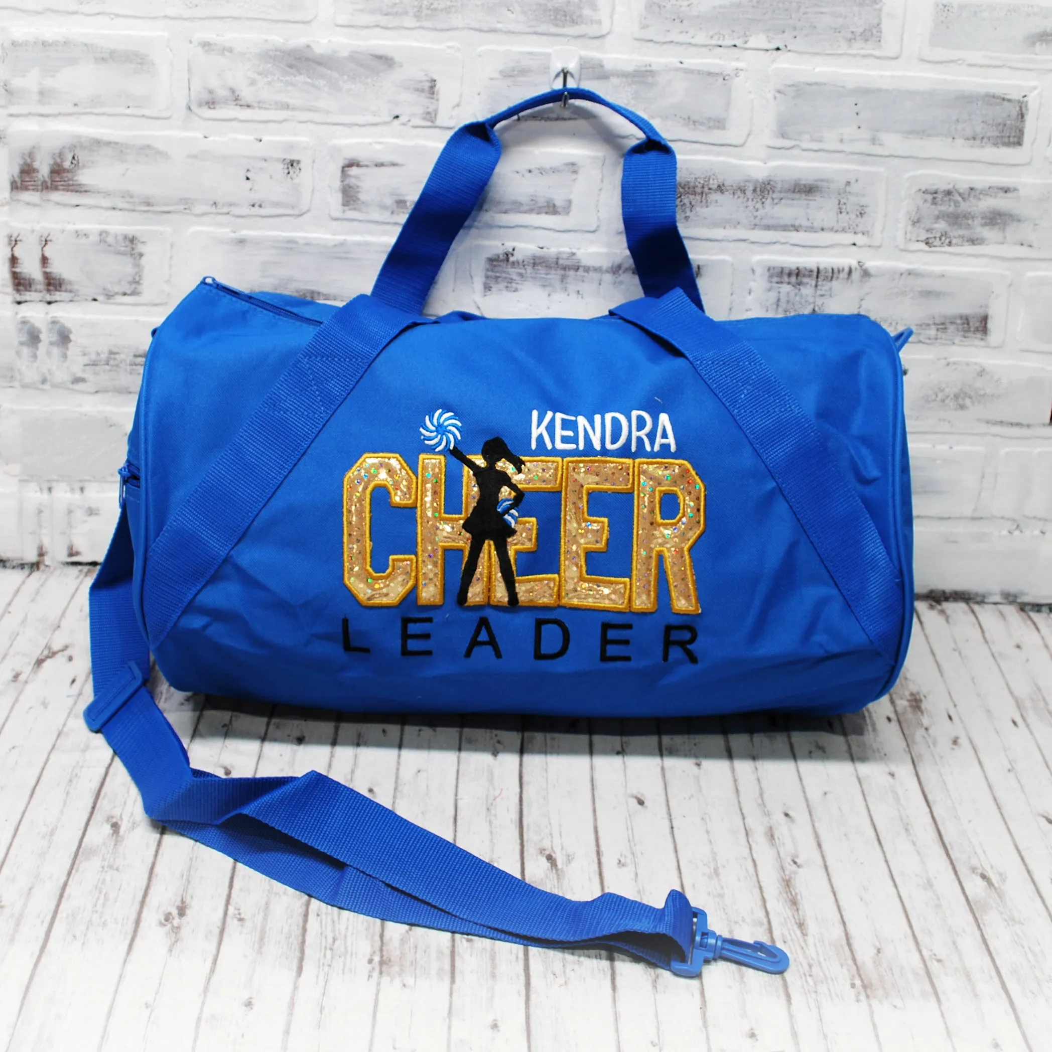 Gold Sparkle on Purple Personalized Cheer Tote or Duffle Bag