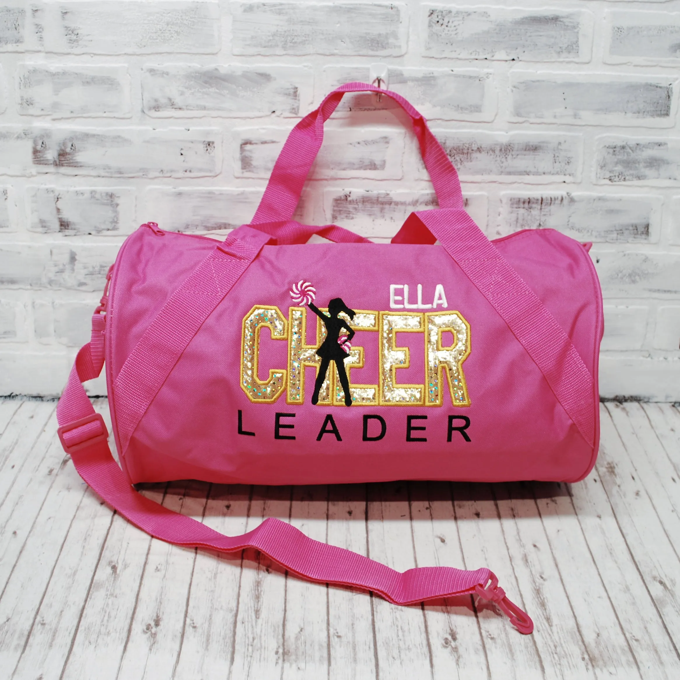Gold Sparkle on Purple Personalized Cheer Tote or Duffle Bag