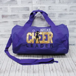 Gold Sparkle on Purple Personalized Cheer Tote or Duffle Bag