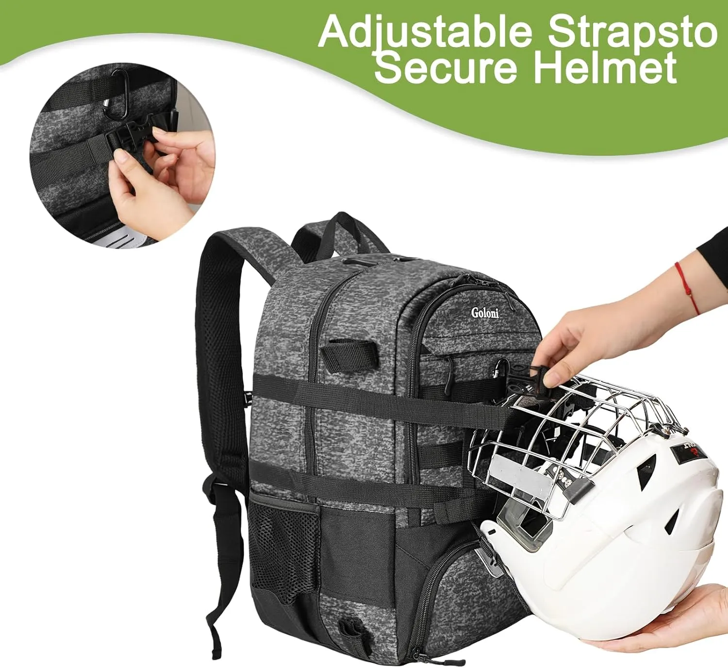 Goloni Lacrosse Equipment Backpack with Two Sticks holder and Separate Cleats Compartment Field Hockey Bag