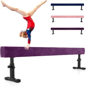 Goplus Adjustable Balance Beam, 7.5FT High and Low Gymnastics Beam with 3 Heights, Home Training Equipment with Heavy Duty Metal Legs & Wheels for Beginners and Pros