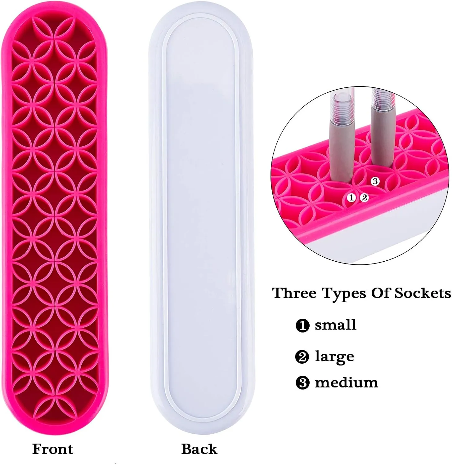 GORGECRAFT Sew Desktop Organizers Silicone Makeup Brush Stand Holder Cosmetic Storage Box Multipurpose Painting Pen Holder for Sewing Craft Tools Stash and Store (Rose Red)