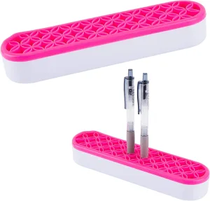 GORGECRAFT Sew Desktop Organizers Silicone Makeup Brush Stand Holder Cosmetic Storage Box Multipurpose Painting Pen Holder for Sewing Craft Tools Stash and Store (Rose Red)