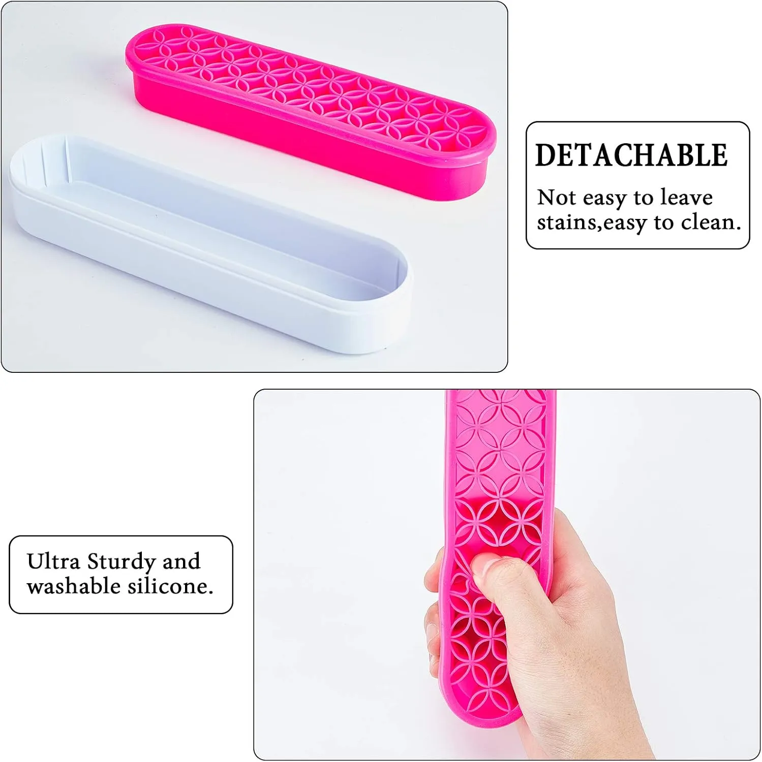 GORGECRAFT Sew Desktop Organizers Silicone Makeup Brush Stand Holder Cosmetic Storage Box Multipurpose Painting Pen Holder for Sewing Craft Tools Stash and Store (Rose Red)