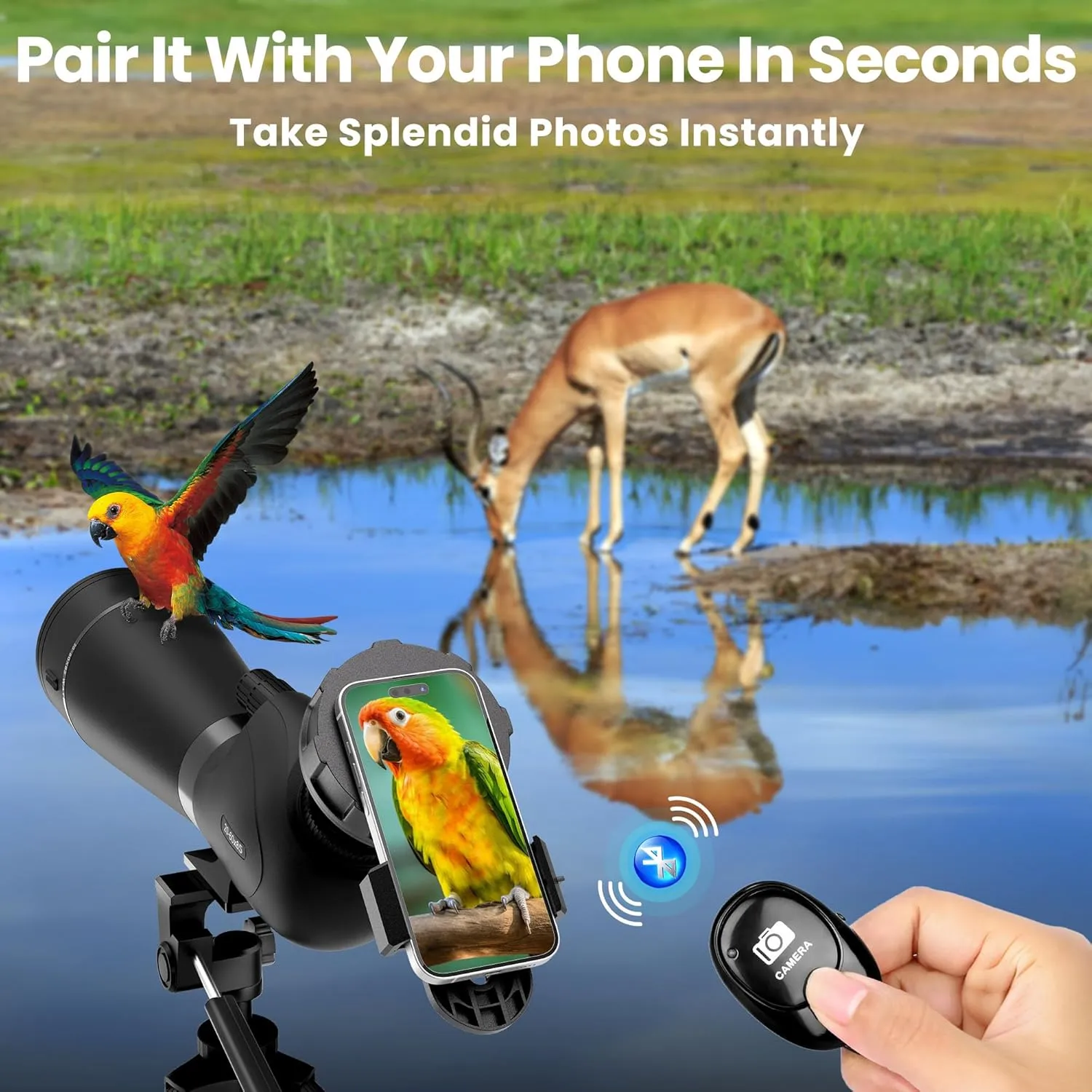 Gosky 20-60x85 Spotting Scope with Full Size Tripod,Phone Adapter,Bluetooth Camera Remote,Waterproof Spotter scopes for Target Shooting,Bird Watching,Travel,Hiking