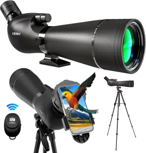 Gosky 20-60x85 Spotting Scope with Full Size Tripod,Phone Adapter,Bluetooth Camera Remote,Waterproof Spotter scopes for Target Shooting,Bird Watching,Travel,Hiking