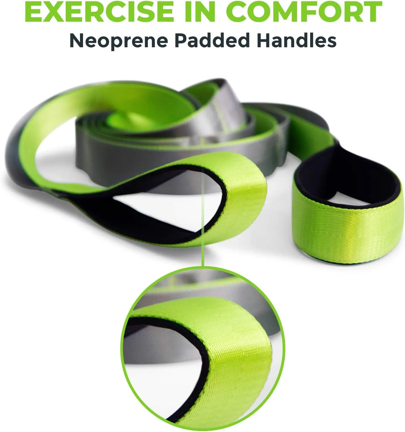 Gradient Fitness Stretching Strap for Physical Therapy, 12 Multi-Loop Stretch Strap 1.5" W x 8' L, Neoprene Handles, Physical Therapy Equipment, Yoga Straps for Stretching, Leg Stretcher.