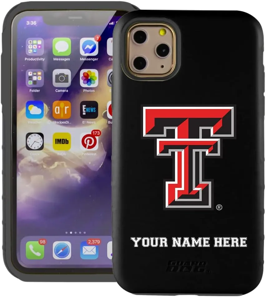 Guard Dog Case Compatible with iPhone 11 Pro Max - Military Grade - Rugged Two Piece Protection - Collegiate Licensed - Texas Tech Red Raiders - Personalized
