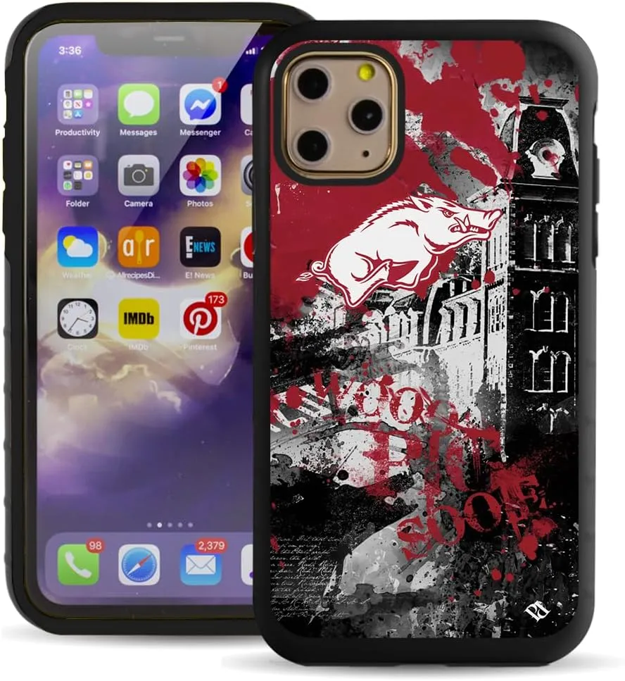 Guard Dog Case Compatible with iPhone 11 Pro - Military Grade - Rugged Two Piece Protection - Collegiate Licensed - Arkansas Razorbacks - by Paulson Designs