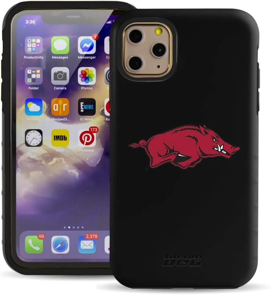Guard Dog Case Compatible with iPhone 11 Pro - Military Grade - Rugged Two Piece Protection - Collegiate Licensed - Arkansas Razorbacks - Logo