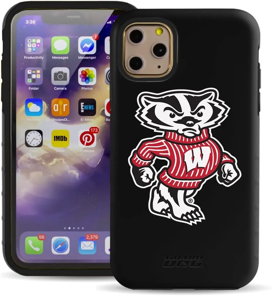 Guard Dog Case Compatible with iPhone 11 Pro - Military Grade - Rugged Two Piece Protection - Collegiate Licensed - Wisconsin Badgers - Logo