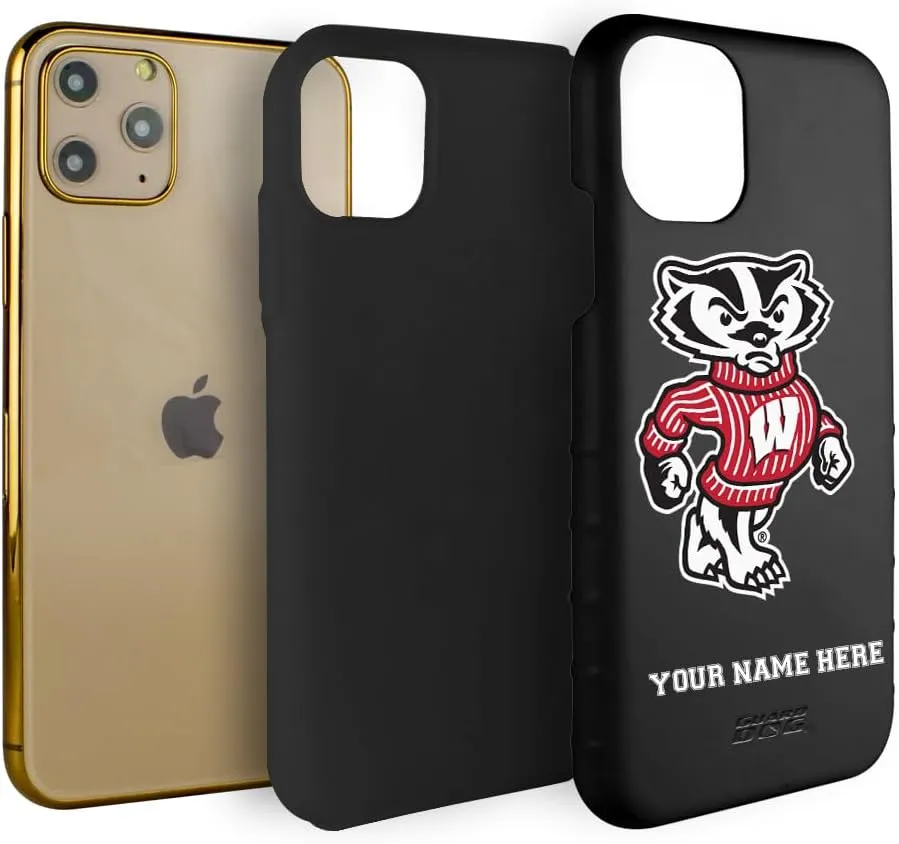 Guard Dog Case Compatible with iPhone 11 Pro - Military Grade - Rugged Two Piece Protection - Collegiate Licensed - Wisconsin Badgers - Personalized