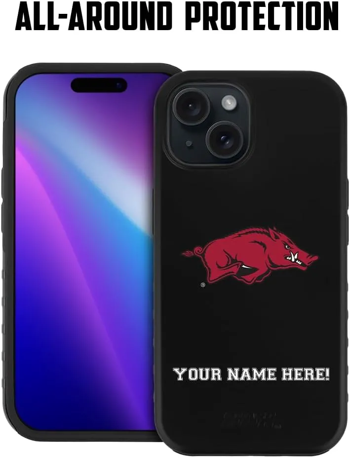 Guard Dog Case Compatible with iPhone 14 - Military Grade - Rugged Two Piece Protection - Collegiate Licensed - Arkansas Razorbacks - Personalized