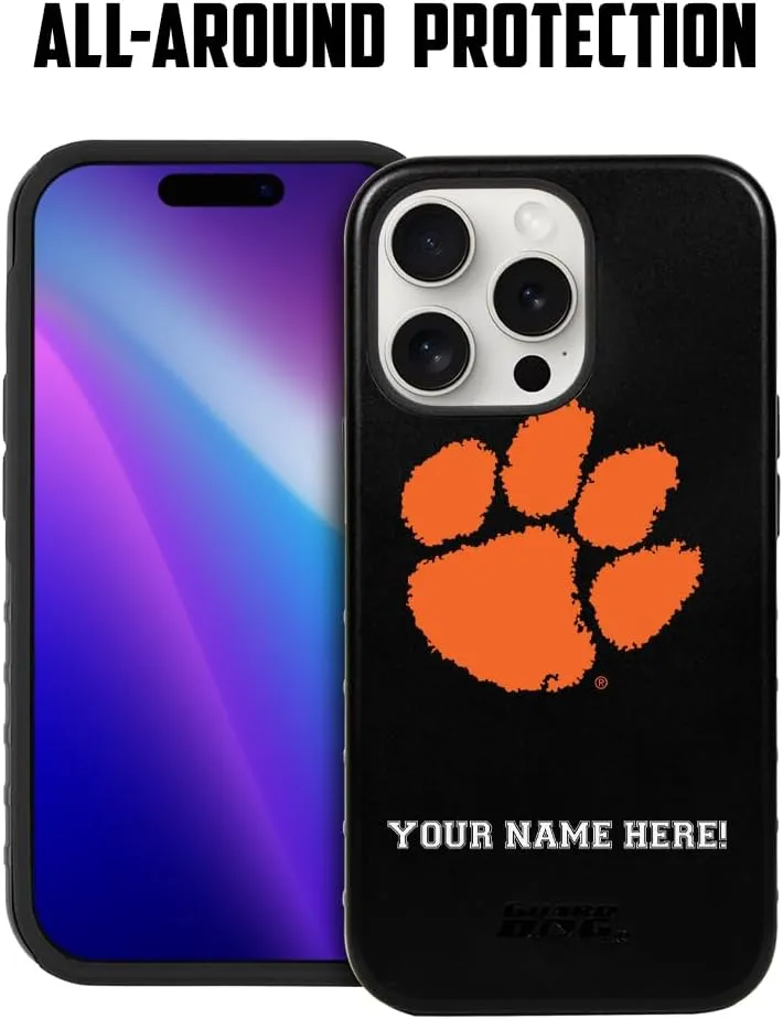 Guard Dog Case Compatible with iPhone 14 Pro Max - Military Grade - Rugged Two Piece Protection - Collegiate Licensed - Clemson Tigers - Personalized