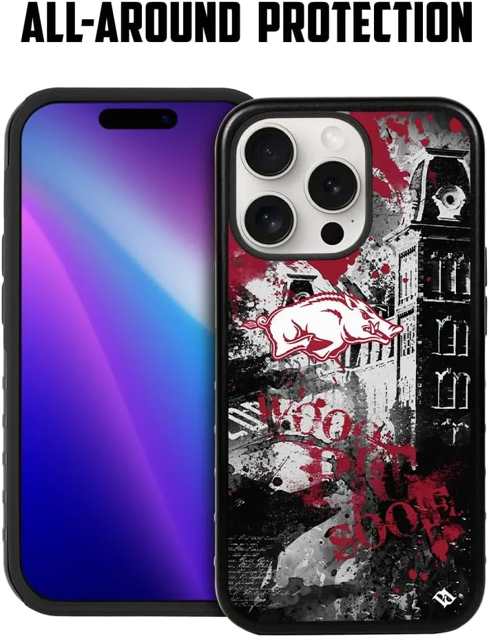 Guard Dog Case Compatible with iPhone 15 Pro Max - Military Grade - Rugged Two Piece Protection - Collegiate Licensed - Arkansas Razorbacks - by Paulson Designs