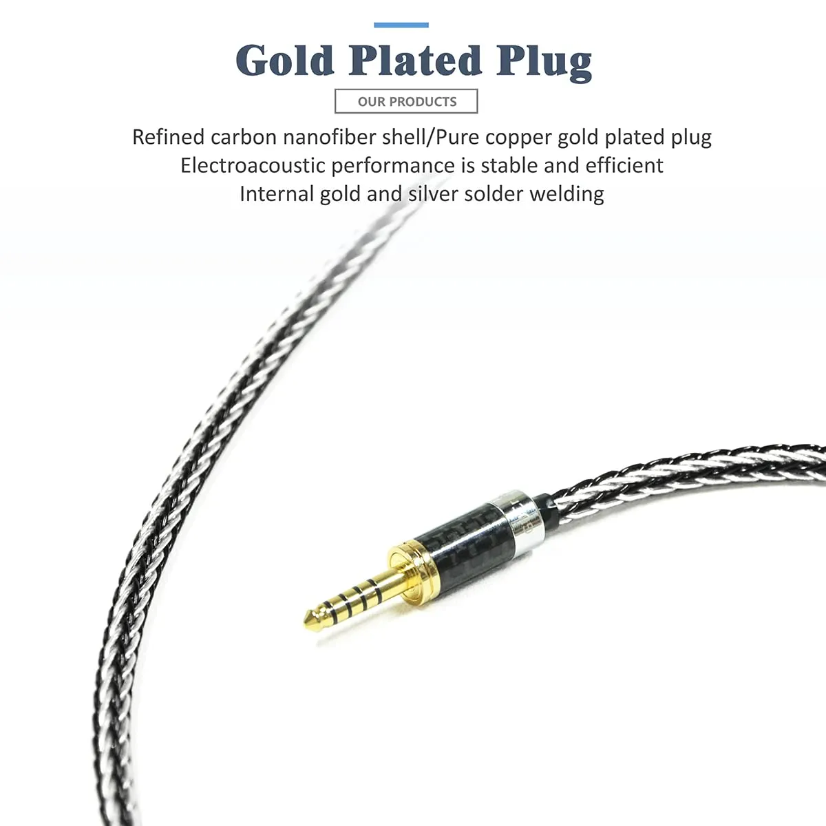 GUCraftsman 16 Strands 7N Single Crystal Copper/Silver Mixed Headphone Cable for Astell&Kern AKT1P AKT5P 2nd Denon AH-D5200 AH-D7200 AH-D9200 AH-D600 JVC HA-SW01 HA-SW02 Final D8000Pro (4Pin XLR Plug)