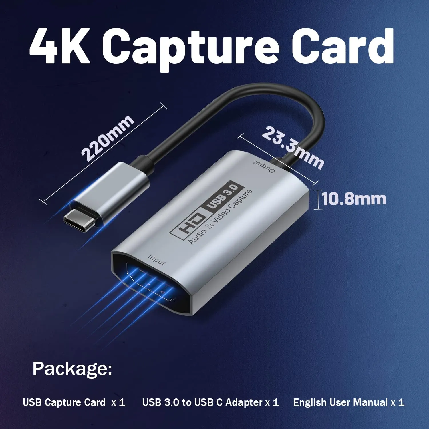 GUERMOK Video Capture Card, USB3.0 HDMI to USB-C Capture Device, Stream & Record at 2K@30FPS 1080P@60FPS, Compatible with iPad Mac OS Windows, Quest 3, OBS, Zoom, PS5/4, Switch, Xbox (Gray)