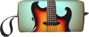 Guitar Bass Music Musical Instrument print Cosmetic Makeup Bags Pouch with Zipper Makeup Bag Travel Cosmetic Bags,Travel Toiletry Case