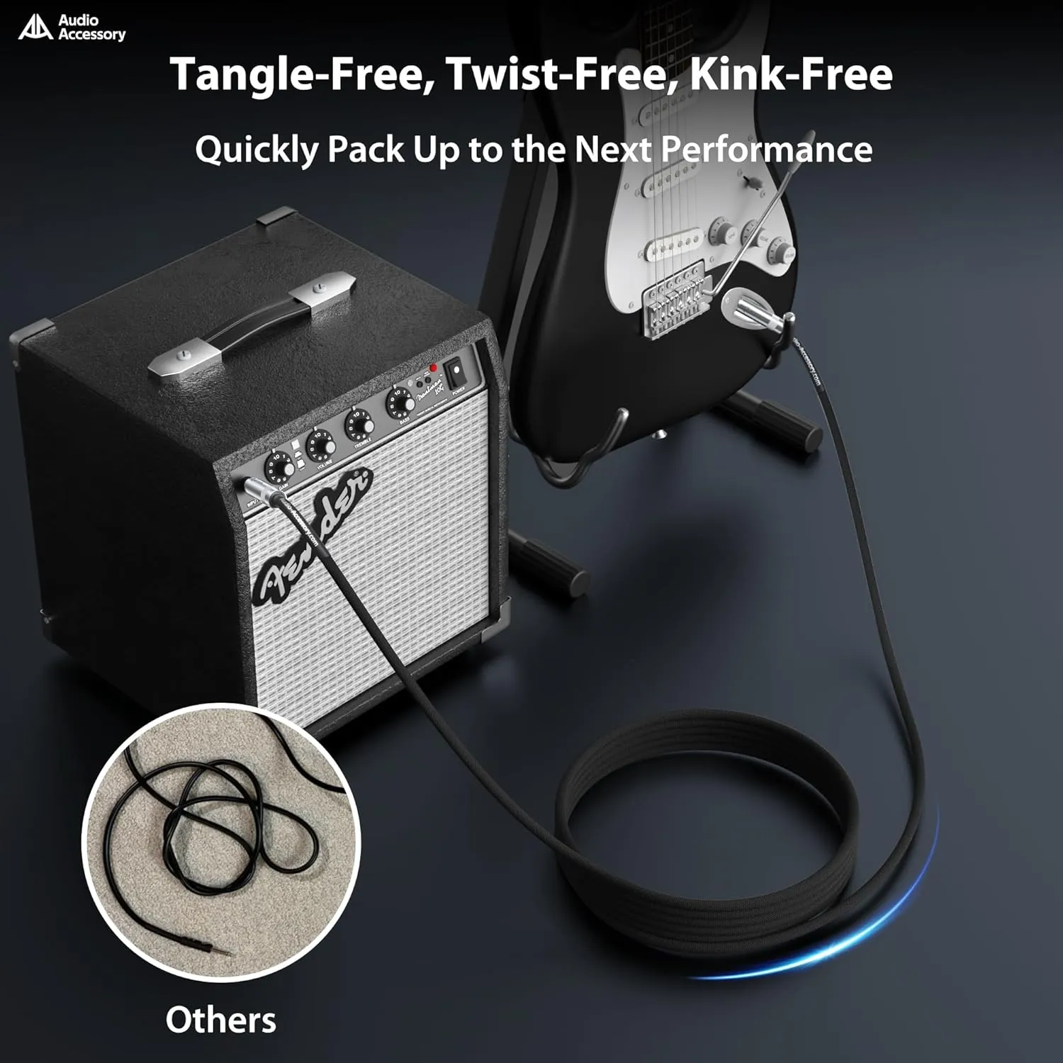 Guitar Cable 3.3ft 2 Pack, Professional Neutrik Rean Connectors, Kevlar-Reinforced Nylon Braided 1/4 Instrument Cable, 20 AWG, OFC, Quarter Inch Electric Guitar Cord, Bass AMP Cord