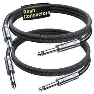 Guitar Cable 3.3ft 2 Pack, Professional Neutrik Rean Connectors, Kevlar-Reinforced Nylon Braided 1/4 Instrument Cable, 20 AWG, OFC, Quarter Inch Electric Guitar Cord, Bass AMP Cord