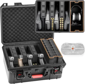 Gun Cases for Handgun, Holds 4 Pistol Case & 23 Magazines, Waterproof Pre-cut Heavy Duty Multiple Handgun Case, TSA Approved Pistol Hard Shell Case for Outdoor,Travel, Home Storage