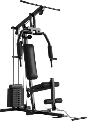 Gym Machine System, Multifunctional Weight Machine, Full Body Workout Station Exercise Equipment with 100LBS Weight Stack, All in One Home Gym with Pulley System for Strength Training