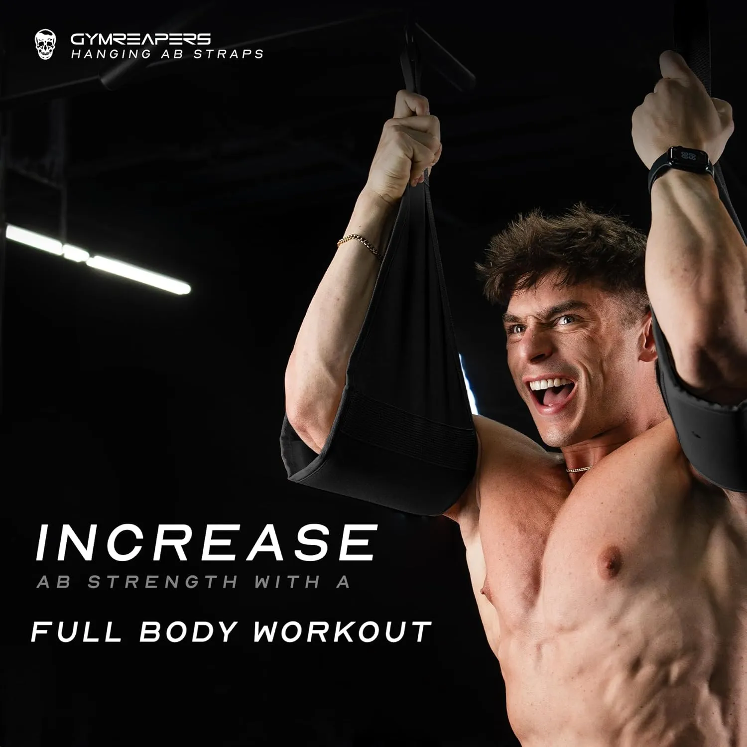Gymreapers Hanging Ab Straps For Core Strength and Abdominal Training - Padded Adjustable Arm Supports For Bodyweight Exercises