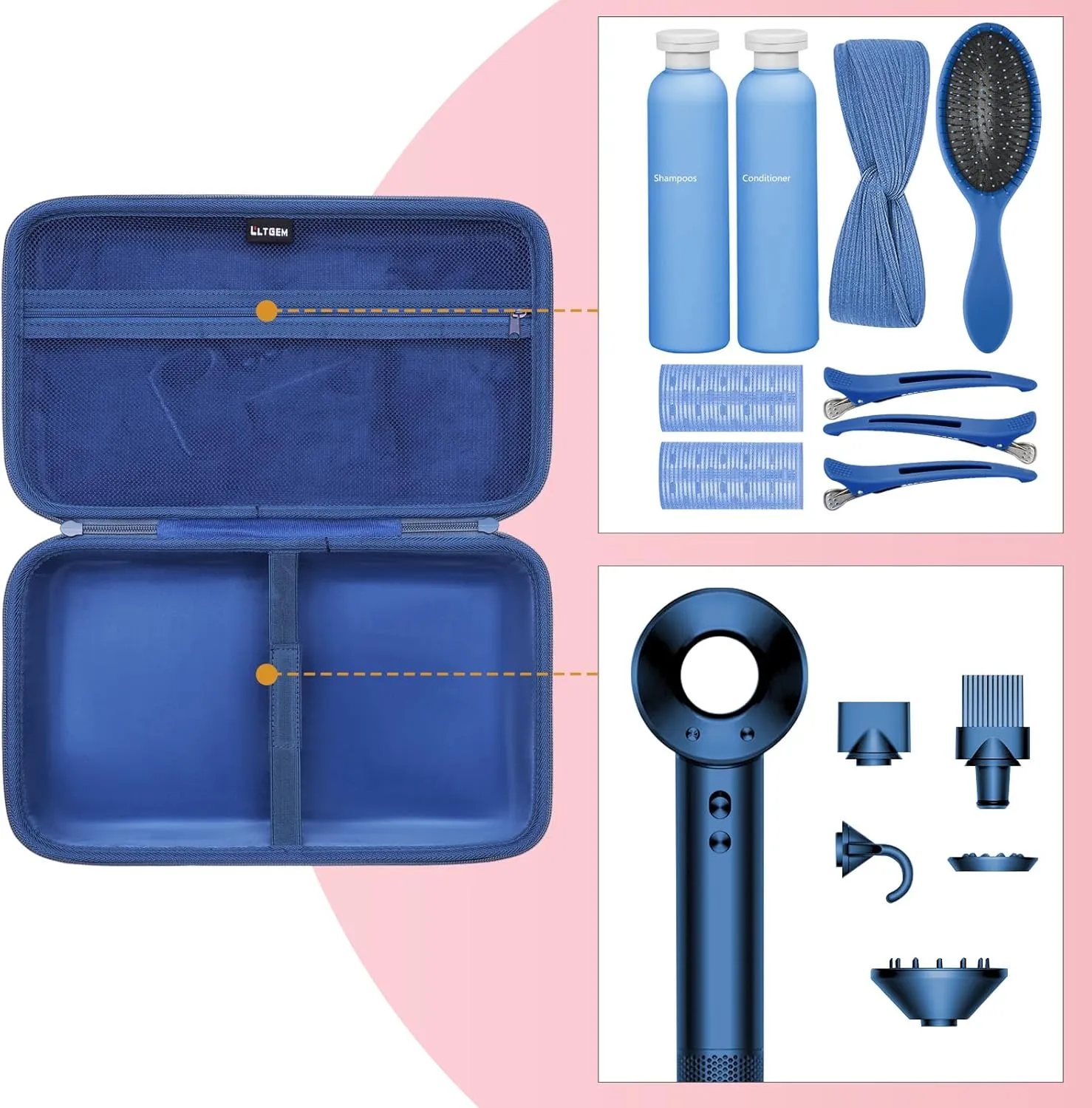 Hair Dryer Case Compatible with Dyson Supersonic Hair Dryer, Laifen SE/SE Lite, Slopehill 1902, Cosy Companions ZCY883, ANNE BETTY Blow Dryer Cases, Blow Dryer Storage Cases, White(Case Only)