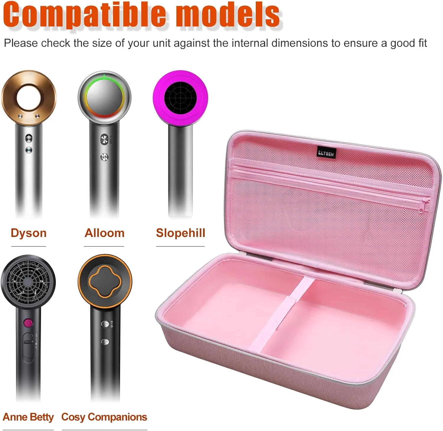 Hair Dryer Case Compatible with Dyson Supersonic Hair Dryer, Laifen SE/SE Lite, Slopehill 1902, Cosy Companions ZCY883, ANNE BETTY Blow Dryer Cases, Blow Dryer Storage Cases, White(Case Only)